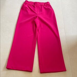 Bright Fuchsia High Waist Wide Leg Stretch Trousers